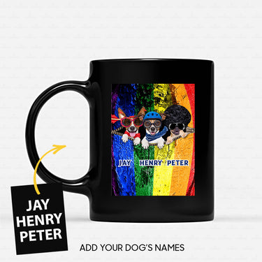 Personalized Dog Gift Idea - Old Dog, Mowing Dog And Dog Wearing Red Glasses For Dog Lovers - Black Mug
